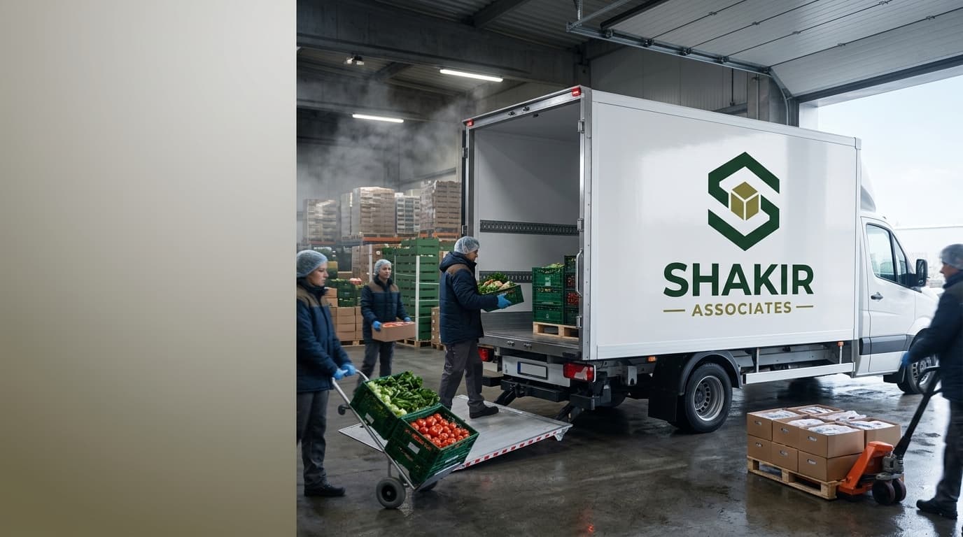 Shakir & Associates cold-chain delivery truck serving frozen food and FMCG brands across Khyber Pakhtunkhwa
